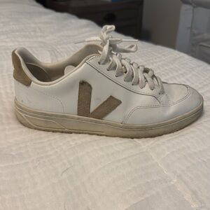 Veja White and Tan Sneakers
